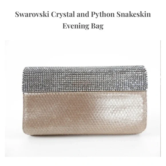 Swarovski crystal and python vintage shoulder clutch - Picture 16 of 16
